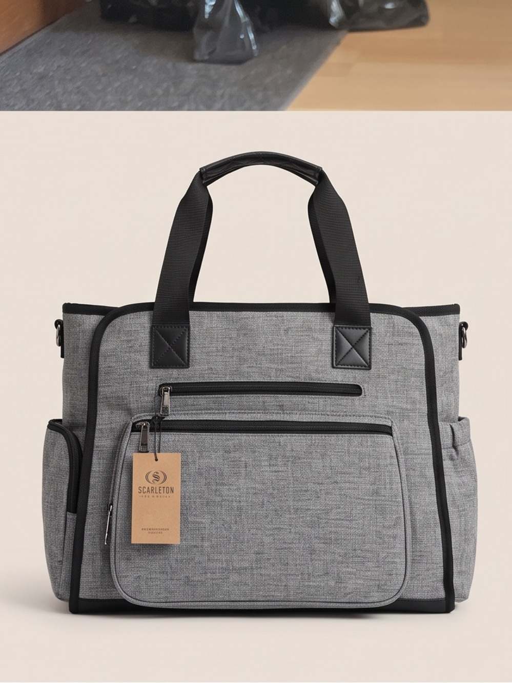 Scarleton Grey Women's Laptop Tote Bag with Multiple Pockets